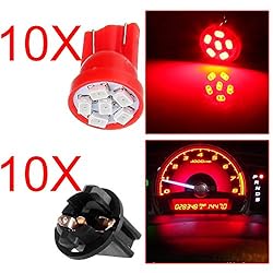 10x T10 194 168 Dash Instrument Red LED Light Bulbs