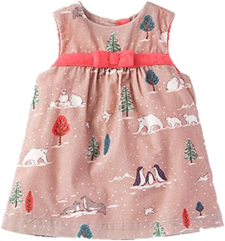Autumn Baby Girls Corduroy Polar bear Animal Cartoon Pink Vest Dress Dresses