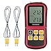 Thermocouple Thermometer, Temperature Controllers Bi-channel Input LCD Blacklight with Two K-type thermocouple the Current Measurement Hold for J/K/T/E/N/R/S Type Thermocouples Contact with Measured