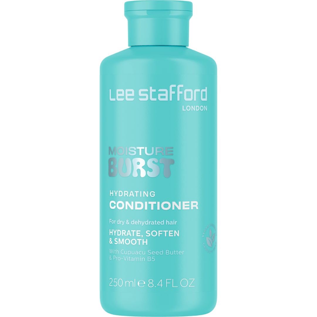 Lee Stafford Moisturising Conditioner | Moisture Burst Collection - Best for Dry, Dull Hair to Repair Scalp to Ends, Hydrating Silky Smooth Shine, Rich Gloss Finish, Detangling, Sulphate Free, 250 ml