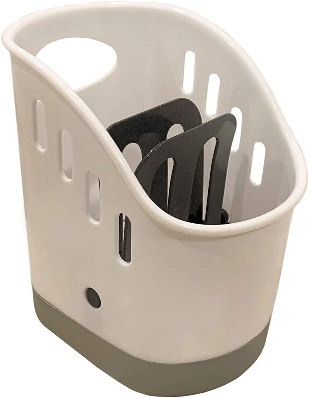 Juniper's Secret Kitchen Sink Organizer - White Plastic Sponge Holder with Adjustable Panel and Removable Base - FREE Eyeglass Pouch (1)