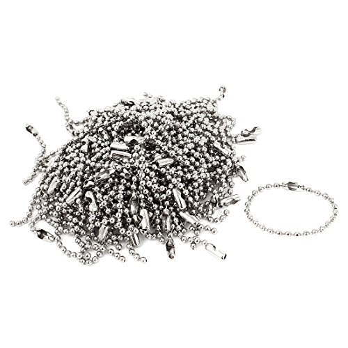 Stainless Steel 10cm Length 2.4mm Beaded Ball Chain 100Pcs Silver Tone
