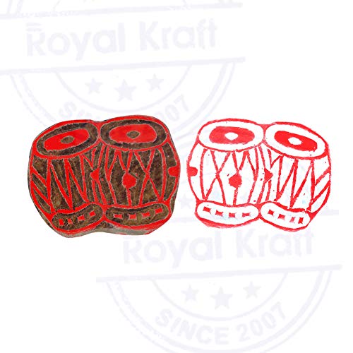 Fancy Wooden Stamps Tabla Drum Pattern Printing Blocks - Thumbnail 3