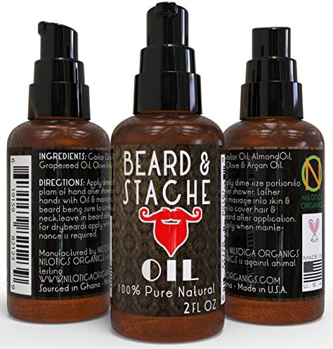 Nilotica Organics - Classic Argan Oil Beard for Men Leave In Conditioner - All Natural Unscented / Fragrance Free (2oz)