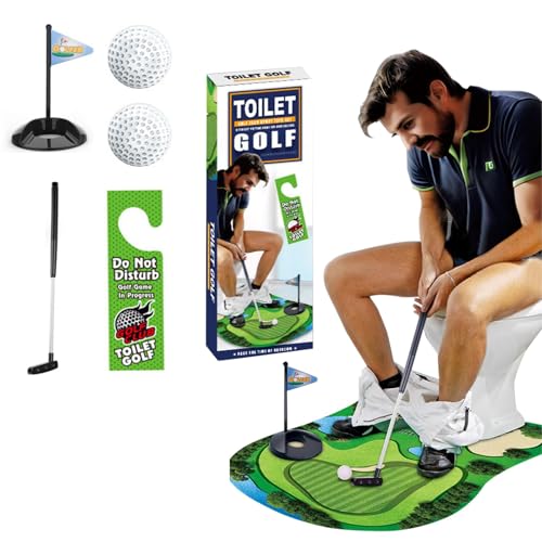 Aionly Toiletten-Golfspiel, Lustiges Witziges Geschenk für Papa Männer Ehemann Freund Opa, Golf-Toilettenmatte Badezimmer-Spiel Humor Golfgeschenk, Weihnachtsgeschenk für Papa Geburtstag Neuheit