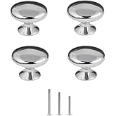 OctinPris Silver Knobs Polished Chrome Cabinet Knobs 4 Pack Drawer Knob | Round Mushroom Silver Dresser Knob Pull Handles 30mm/1.18" for Kitchen Cupboard Furniture Chest Bathroom Vanity