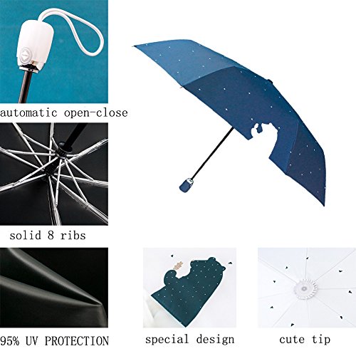 17KM Outdoor Travel Sun & Rain UV Protection Parasol Umbrellas Lightweight Folding Auto Open Close Cute Rain Protection Golf Umbrella for Women