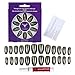 Ejiubas 24 Pcs Matte Black with Glitter Full Cover Squaletto Talone Medium False Nail Tips with 1pcs Glue for Free