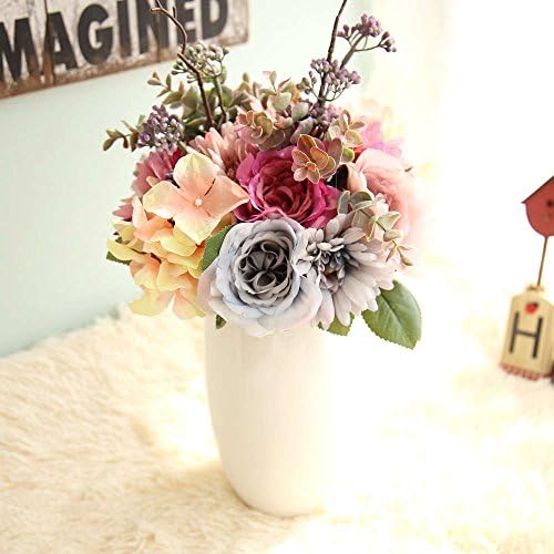 Artificial Flowers, Fake Flowers Silk Plastic Artificial Gerbera Rose Bridal Wedding Bouquet for Home Garden Party Wedding Decoration