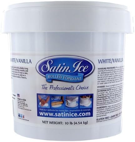Satin Ice Rolled Fondant Icing White/Vanilla 10 Pounds by SATIN FINE FOODS