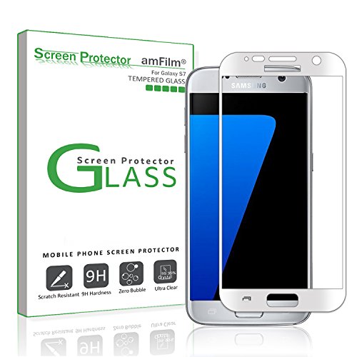 Galaxy S7 Screen Protector Glass (Full Screen Coverage), amFilm Bye-Bye-Bubble Samsung Galaxy S7 Tempered Glass Screen Protector [NOT S7 Edge] Screen Protector 2016