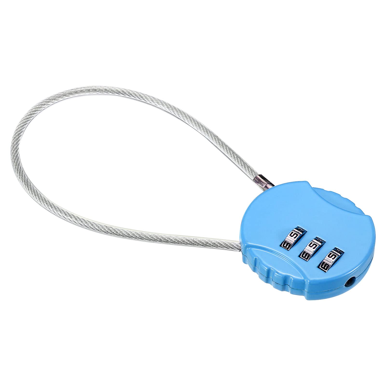 PATIKIL Combination Lock 8 Inch, 3 Digit Outdoor Waterproof Code Padlock with Wire Rope for Luggage Gym Locker Fence Toolbox Backpack, Light Blue