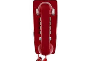 Sangyn Retro Wall Phones for Landline with Loud Mechanical Ringing Vintage Wall Mount Phone with Volume Adjustable Old Fashioned Corded Telephone for Kitchen Home School Hotel Office, Red