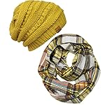 Wrapables Plaid Print Winter Infinity Scarf and Beanie Hat Set, Tan and Orange Wrapables Plaid Print Winter Infinity Scarf and Beanie Hat Set, Tan and Orange