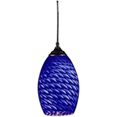 Z-Lite 131-BLUE Jazz One Light Mini Pendant, Metal Frame, Sand Black Finish and Blue Shade of Glass Material