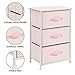 mDesign Storage Dresser End/Side Table Night Stand Furniture Unit - Baby/Kid Accent Organizer for Bedroom, Nursery, Playroom - 3 Removable Fabric Bin Drawers, Spira Collection, Pink/White