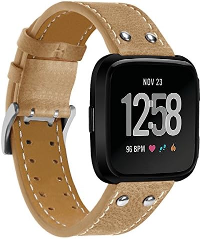 XiangMi for Fitbit Versa Bands,Genuine Leather Replacement Band Accessory Wristband Bracelet Starp for Fitbit Versa SmartWatch Women Men