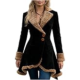 Women's Faux Suede Sherpa Lined Jacket Button Down Fleece Coat Warm Fuzzy Winter Outerwear