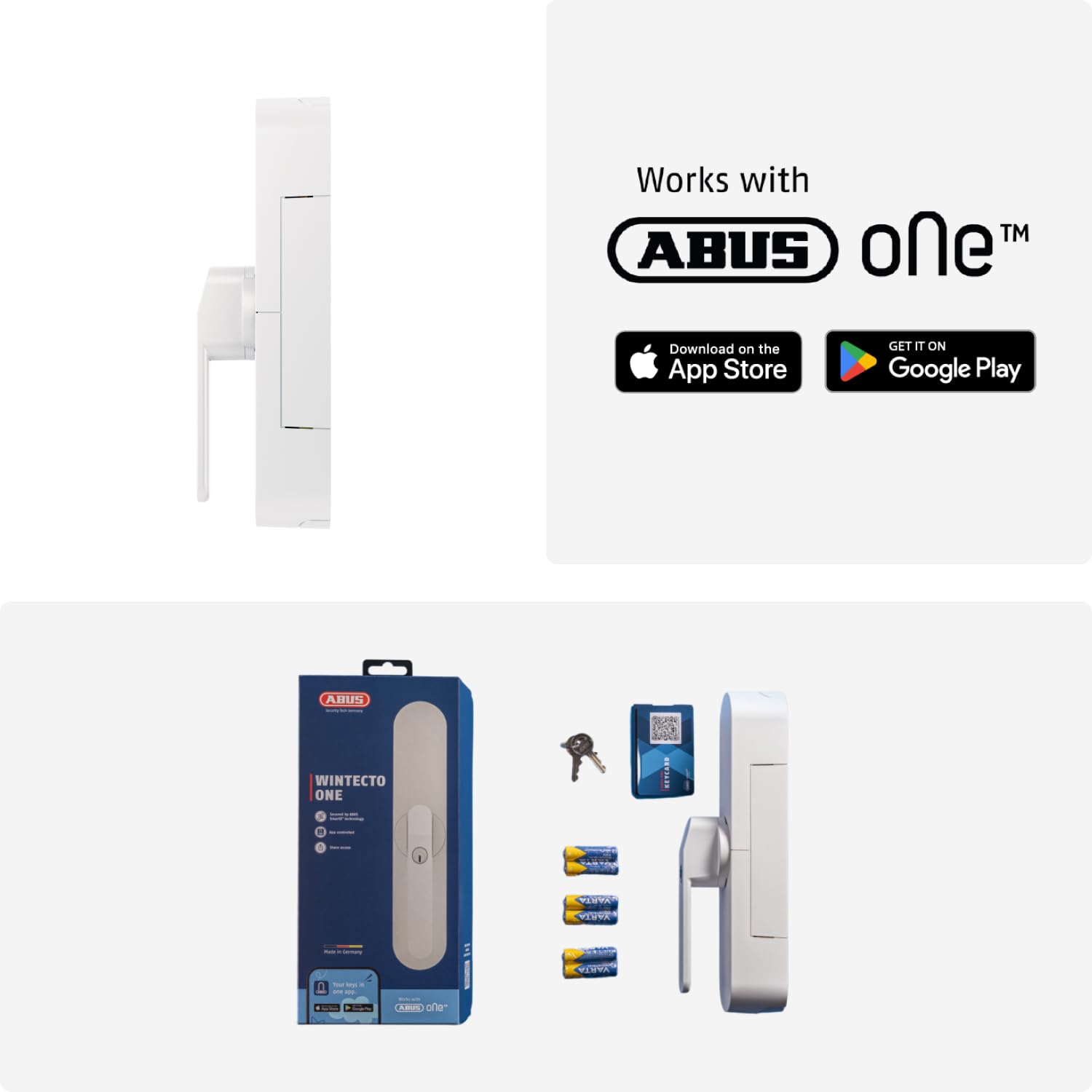 ABUS Fensterantrieb WINTECTO One – smarter Fenstergriff für Fenster, Balkon- und Terrassentür – mit Alarmfunktion – einfache Montage ohne Bohren – Weiß, gleichschließend (AL0145) 4