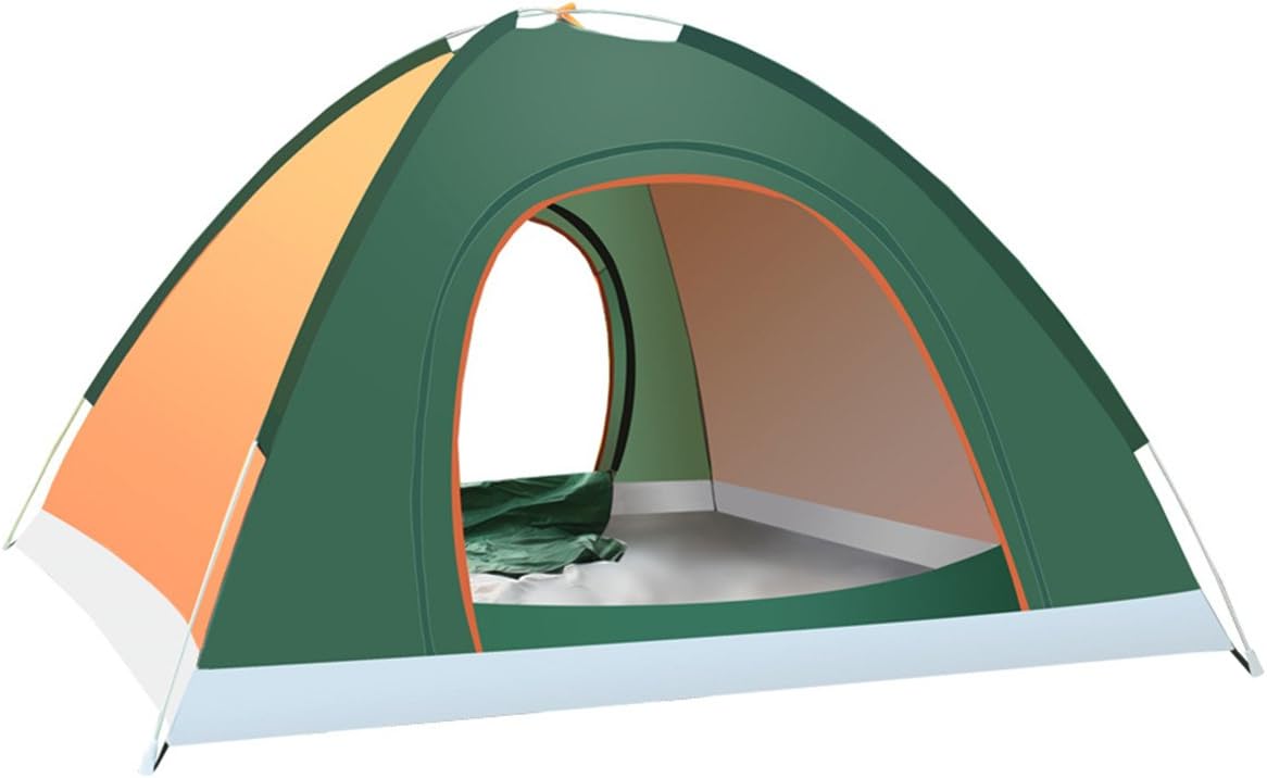 iRonrain 4 Person Portable Backpacking Camping Tent Automatic Instant Pop Up Tent with Carry Bag for Outdoor Sports & Emergency Hurricane (Orange)