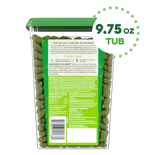 GREENIES CAT TREATS, FELINE VETERINARIAN-RECOMMENDED ADULT NATURAL DENTAL TREATS, CATNIP FLAVOR, 9.75 OZ. TUB