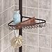 iDesign York Metal Wire Tension Rod Corner Shower Caddy, Adjustable 5'-9' Pole and Baskets for Shampoo, Conditioner, Soap with Hooks for Razors, Towels, Bronze