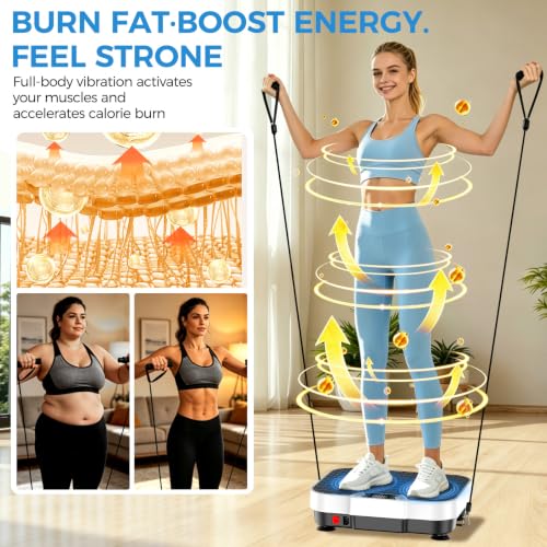 Vibration Plate Exercise Machine Vibration Plate for Lymphatic Drainage Weight Loss,Muscle Activation Fat Burner for Women Men