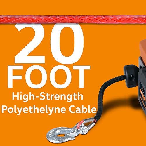 SuperHandy Electric Portable Winch Hoist 1000Lbs/455Kgs Max Weight 20' Feet/6m Polyethylene Cable w/Locking Knob Brushless Motor Li-Ion Powered for ATV Truck Boat Trailer etc. - Image 3