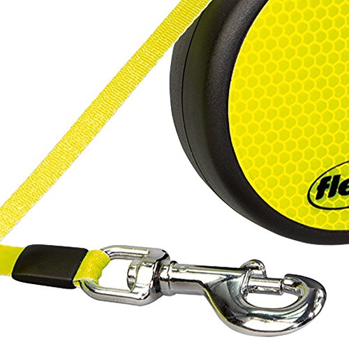 Flexi Neon Retractable Dog Leash (Tape) , 16 ft, Large, Black/Neon