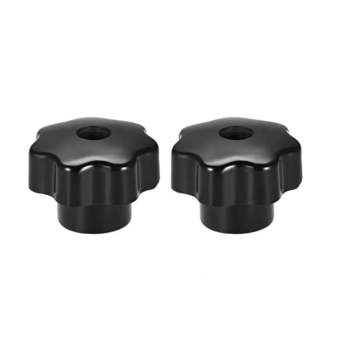 sourcing map 2Pcs Star Knob Grip Handle M8 Dia Brass Insert Female Thread Black