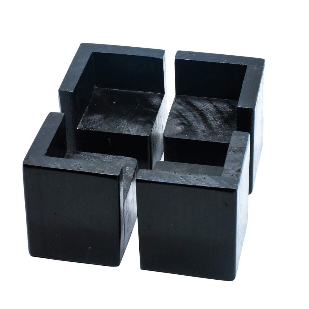 Mysummer Pack of 4 Bed Risers Square Wood Color Furniture Risers, Add 2" Height to Sofa,Desks,Tables and Chairs Creat Underbed Storage (black)