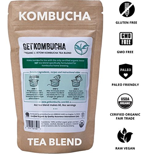 Kombucha Brewing Starter Kit: 6.5" Organic SCOBY, Largest USDA Culture In North America, Organic Loose Leaf Tea Brew 80 Bottles, Organic Sugar, Instructions, Videos, Recipes, Supplies and More! - Thumbnail 3