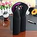 Hipiwe Wine Carrier Tote Bag Two Bottle Insulated Neoprene Wine/Water Bottle Holder for Travel with Secure Carry Handle(2PCS Black)