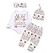 Thanksgiving 4Pcs Outfit Set 2018 New Baby Girls Boys My First Thanksgiving Bodysuit Turkey Print Pants with Hat and Headband（0-3 M）