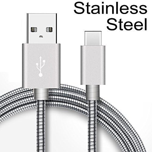 Cablegallery Zink Alloy Steel Rope Type C Charging Cable For All Type C Phone - Silver