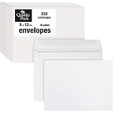 Quality Park Open-Side Booklet Envelope, Gummed, White, 9 x 12, 250 per Box, (37682)