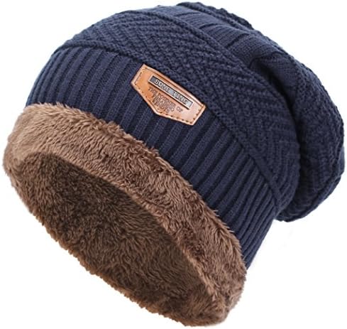 EASTER BARTHE Men's Oversized Fleece Lined Knit Beanie Hat - Thick Warm Winter Slouchy Beanie for Men Skull Beanie