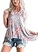 Astylish Women Casual Floral Print Racer High Neck Sleeveless Blouse Tank Tops Grey Large