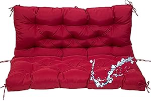 GHKWXUE Waterproof Thicken 5" porch outdoor swing cushions 2-3 Seater Swing Replacement Cushions with Backrest High elastic PP cotton filling UV-outdoor loveseat cushion swing cushion,60"x40"/liquor red