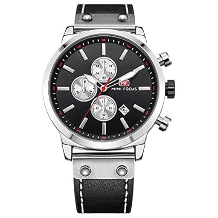 Mini Focus Luxury Mens Watch,Top Brand Dual Quartz Watch,Chronograph Casual Fashion Waterproof Stainless Steel Back Male Wristwatch MF0110G.02