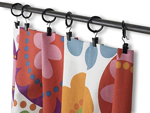 KAO Mart 20 Piece Set Decorative Small Curtain Rings, 1” Interior Diameter, Stylish Black Finish with Removable Clips (Black) (20)