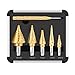 Step Drill Bit Set, Tacklife PSD4 Titanium Spiral Grooved Drill Bit & Automatic Center Punch, Double Cutting Blades, X-Type Opening, Laser Marking|5-Piece Set|Total 50 Sizes