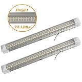 Wiipro 13.5'' Car Interior LED Lights Bar 2PCS 4.5W 72 Bulbs Lighting Strip with On/Off Switch for Van Bus Caravan Lorry Camper Boat RV White