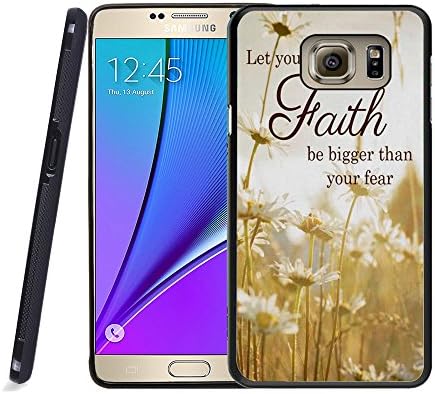 Galaxy Note 5 Case, Samsung Note 5 Black Case, Dsigo TPU Black Full Cover Protective Case for New Samsung Galaxy Note 5 - Let your faith be bigger than your fear