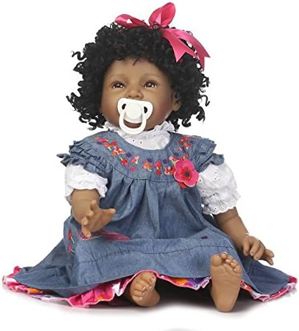 Reborn Baby Dolls, NCol Realistic Baby Dolls Soft Vinyl Curly Black Hair, 22inch 55cm African American Girl Weighted Baby Toys