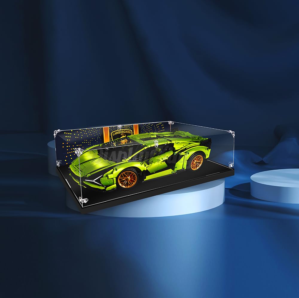 Vaodest Vitrina de acrílico para Lego 42115 Lamborghini Sián FKP 37,3MM HD caja de exhibición transparente a prueba de polvo para Lego 42115 Modelo (solo caja, no Lego Building Set