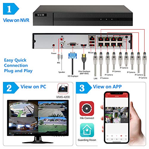 Anpviz 5MP IP POE Security Camera System Indoor, 8CH 4K H.265 NVR with 2TB HDD with 4 5MP Outdoor IP POE Dome Cameras… - Image 4