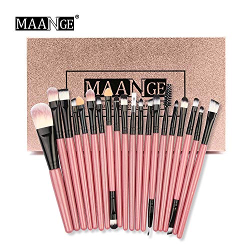 Sdoo 18 Color Shimmer Glitter Eye Shadow Powder Matt Eyeshadow 20Pcs Makeup Brush Set (Pink)