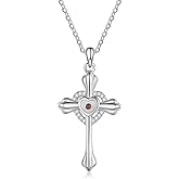 GlamourGrace Mustard Seed Necklace Christian Gifts for Women Faith Mustard Seed Cross Necklace, Gift for Christians Jewelry for Women Girls