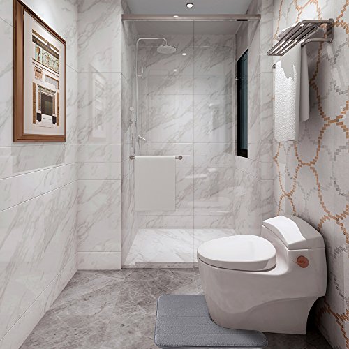 Bathroom Rugs, Set of 2 Memory Foam Bath Mat and U-shape Toilet Floor Rug (Gray)